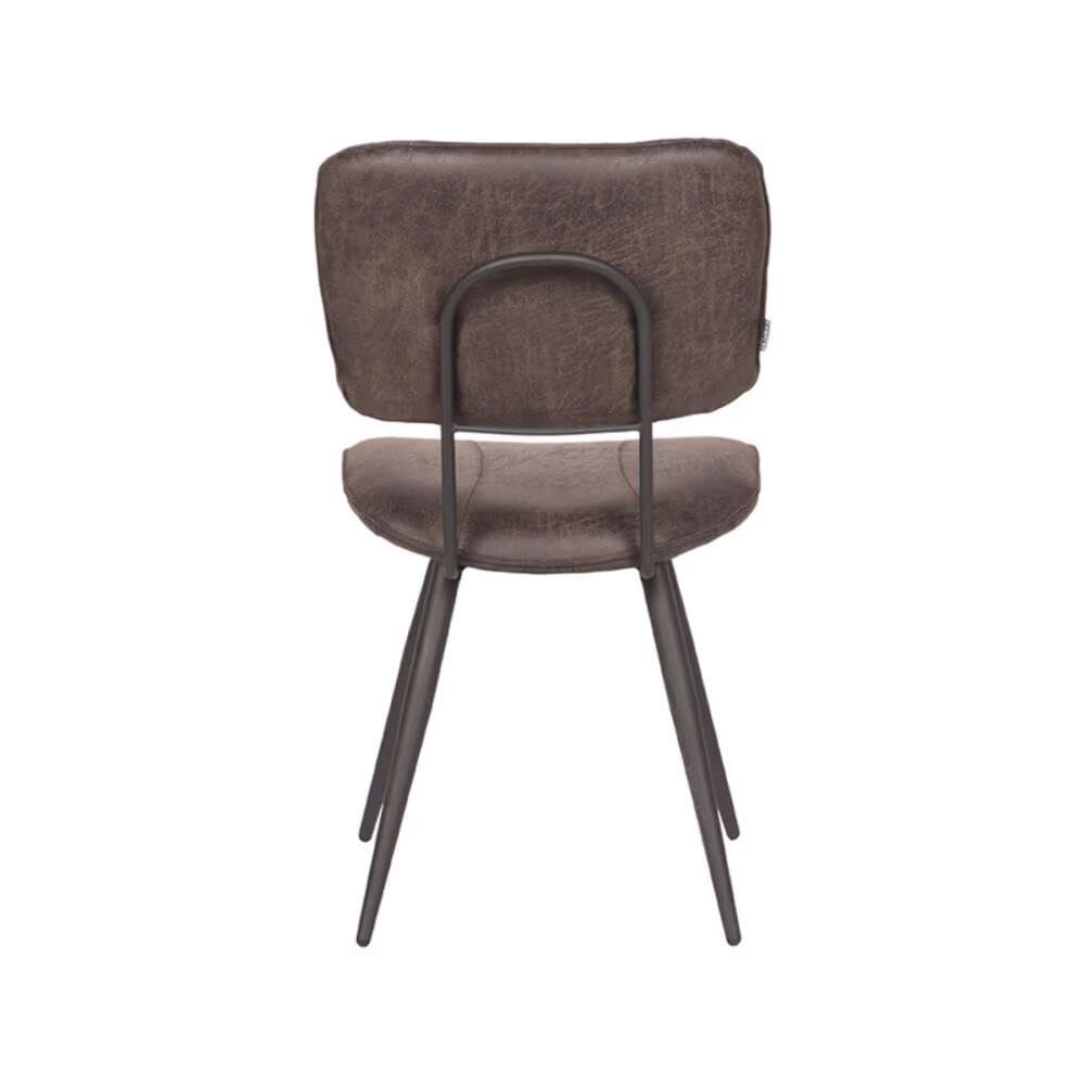 LABEL51 Eetkamerstoel Fos - Antraciet - Leder - Black Frame
