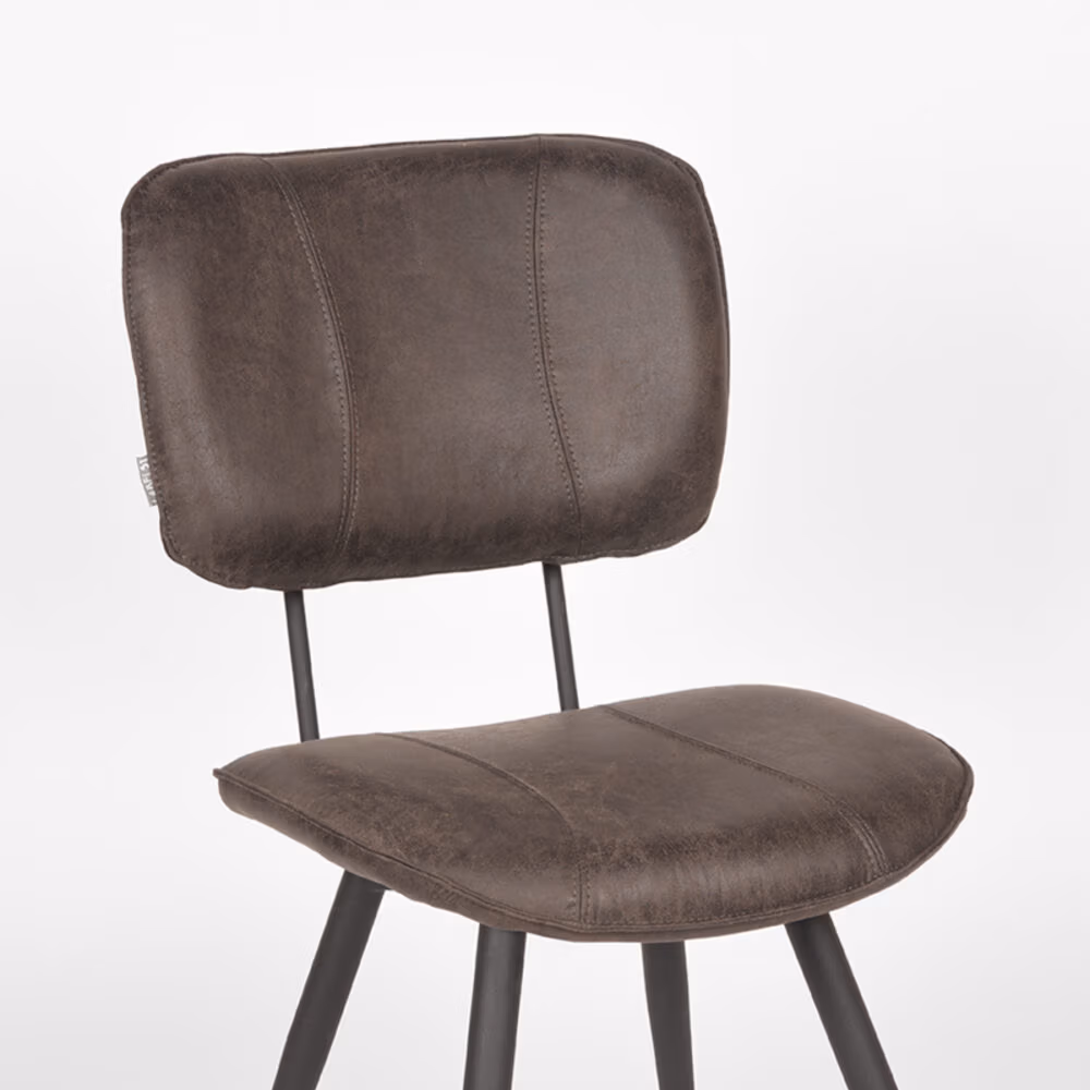 LABEL51 Eetkamerstoel Fos - Antraciet - Leder - Black Frame