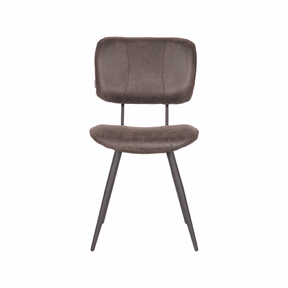 LABEL51 Eetkamerstoel Fos - Antraciet - Leder - Black Frame