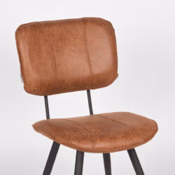 LABEL51 Eetkamerstoel Fos - Cognac - Leder - Black Frame