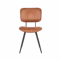 LABEL51 Eetkamerstoel Fos - Cognac - Leder - Black Frame