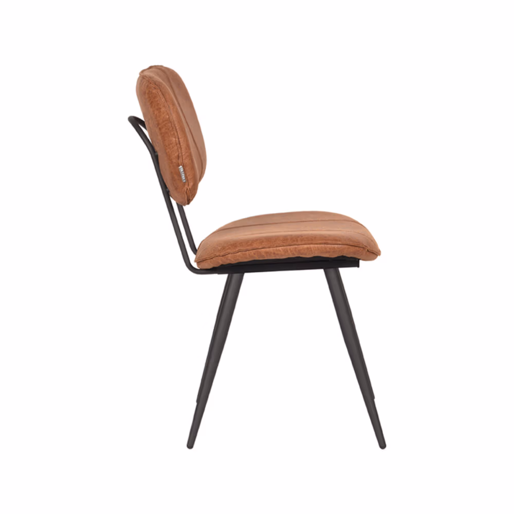 LABEL51 Eetkamerstoel Fos - Cognac - Leder - Black Frame