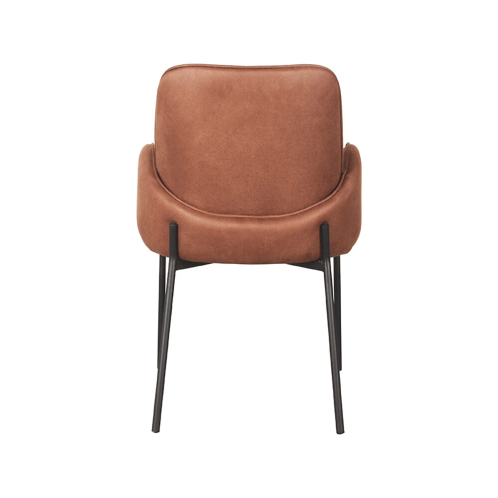 LABEL51 Eetkamerstoel Jari - Cognac - Microfiber - Black Frame