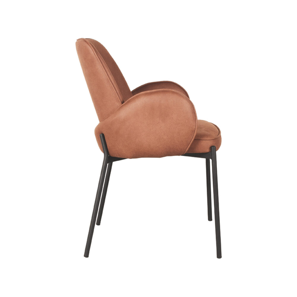 LABEL51 Eetkamerstoel Jari - Cognac - Microfiber - Black Frame