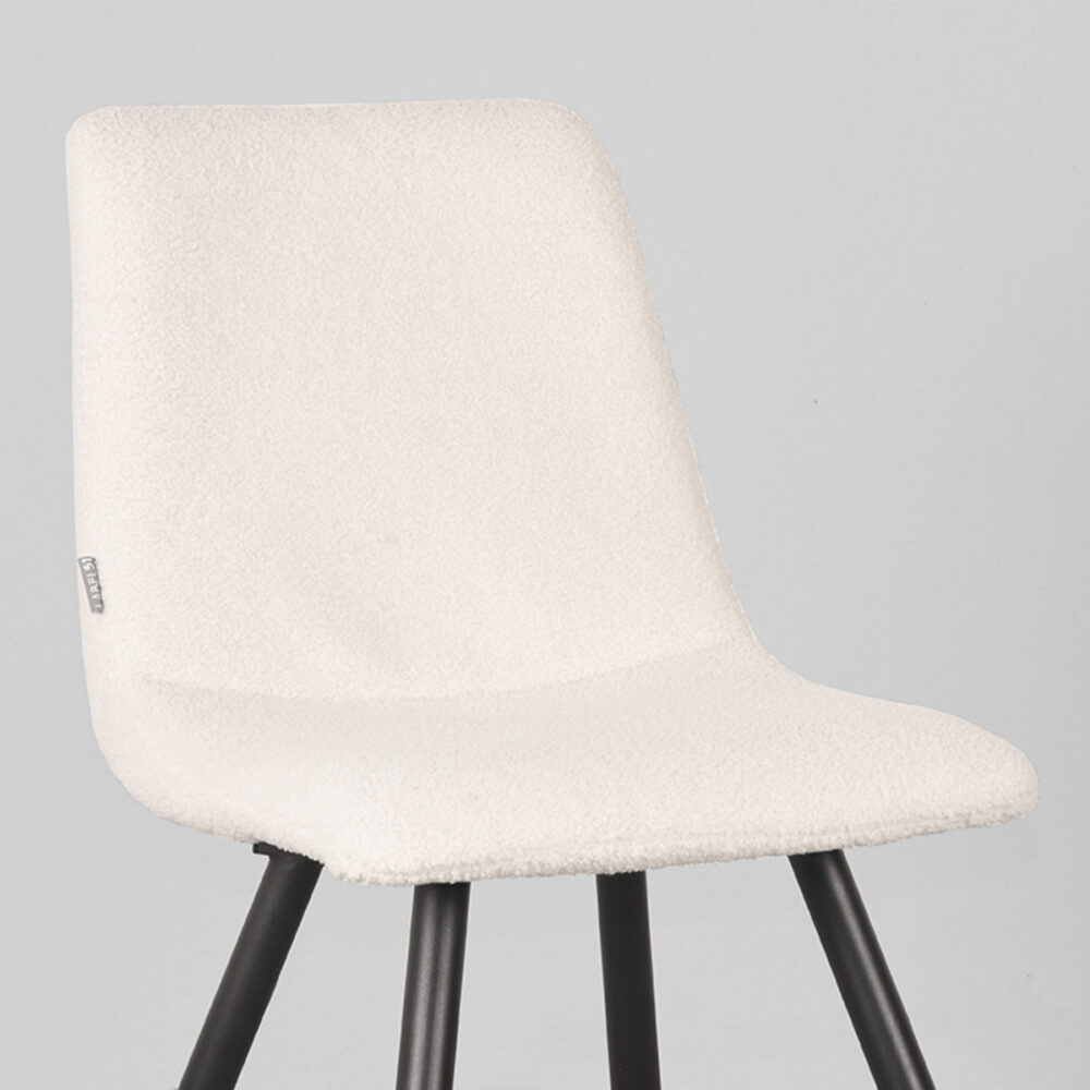 LABEL51 Eetkamerstoel Jep - Ivory - Teddy - Black Frame