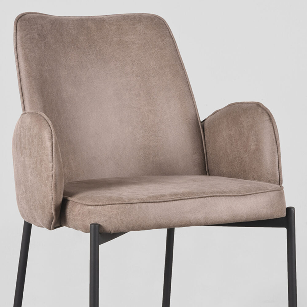 LABEL51 Eetkamerstoel Joni - Taupe - Micro Suede - Black Frame