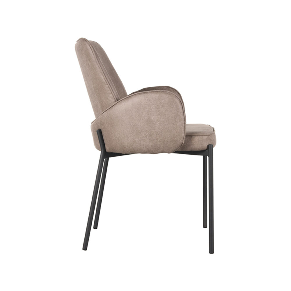 LABEL51 Eetkamerstoel Joni - Taupe - Micro Suede - Black Frame