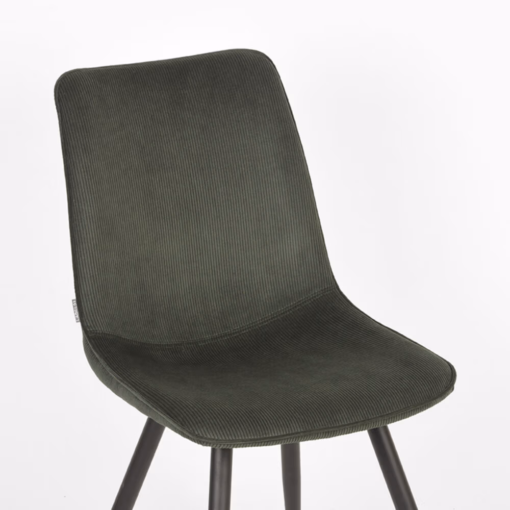 LABEL51 Eetkamerstoel Jort - Army green - Ribcord - Black Frame