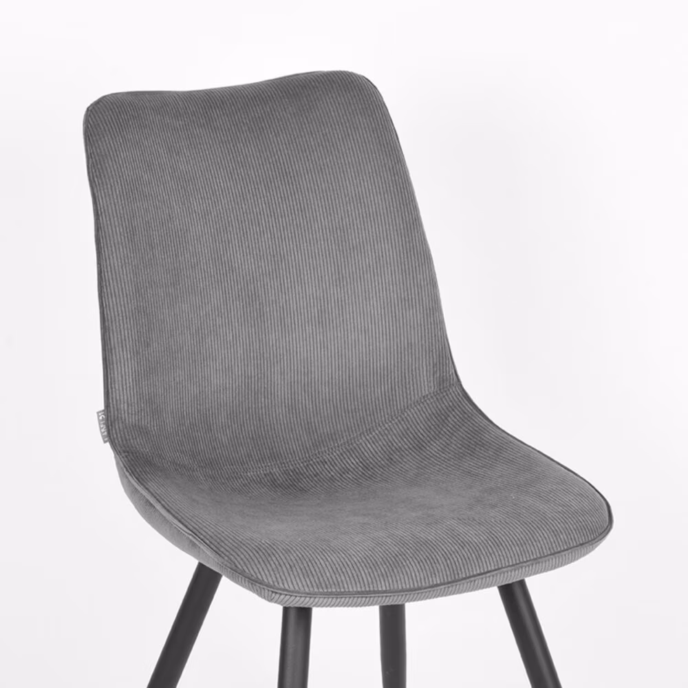 LABEL51 Eetkamerstoel Jort - Donkergrijs - Ribcord - Black Frame