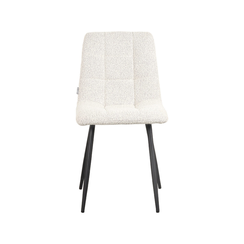 LABEL51 Eetkamerstoel Juul - Wit - Boucle - Black Frame