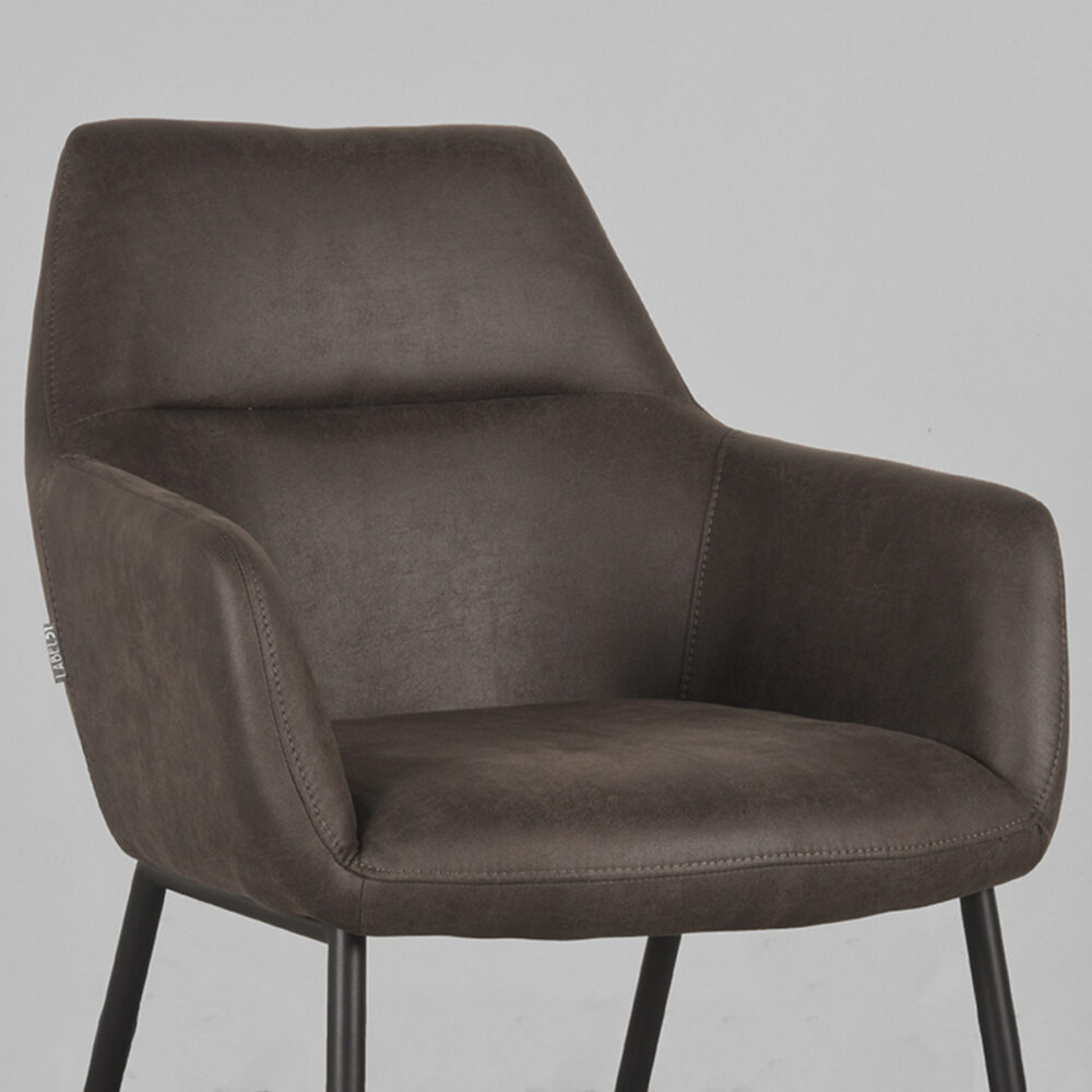 LABEL51 Eetkamerstoel Lenny - Antraciet - Micro Suede - Black Frame