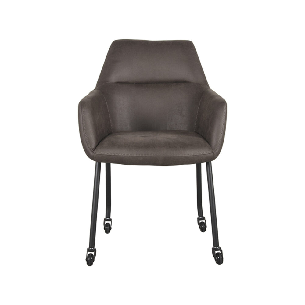 LABEL51 Eetkamerstoel Lenny - Antraciet - Micro Suede - Black Frame