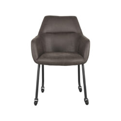 LABEL51 Eetkamerstoel Lenny - Antraciet - Micro Suede - Black Frame