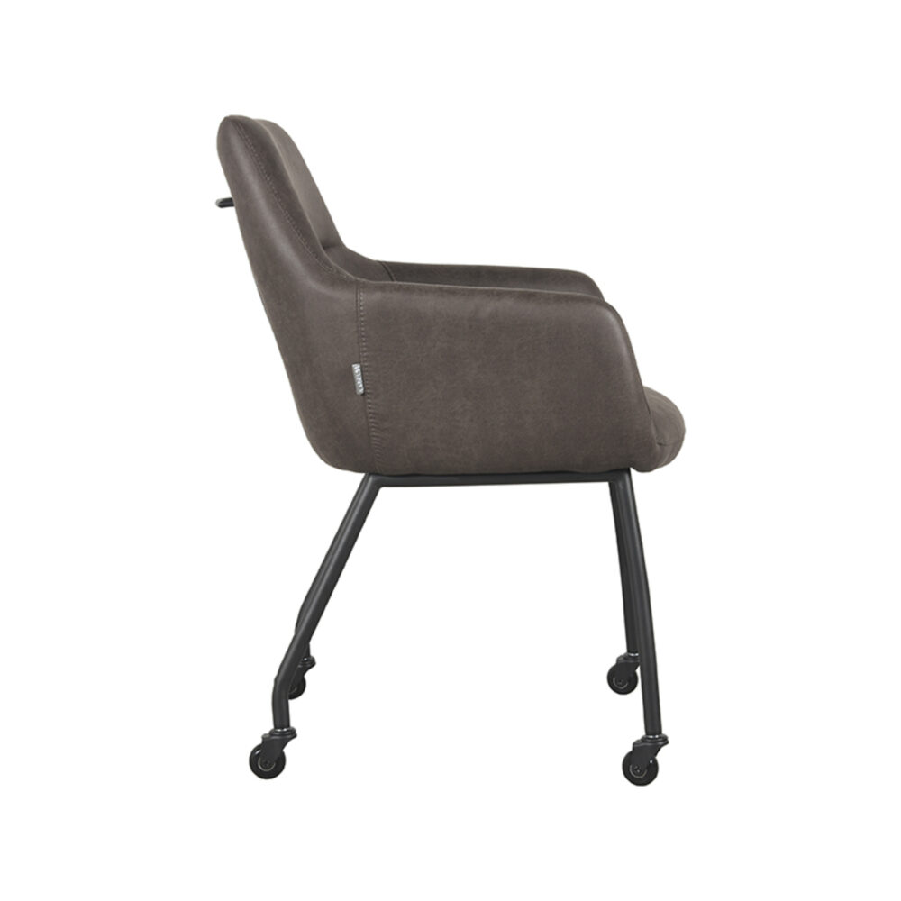 LABEL51 Eetkamerstoel Lenny - Antraciet - Micro Suede - Black Frame