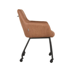LABEL51 Eetkamerstoel Lenny - Cognac - Micro Suede - Black Frame