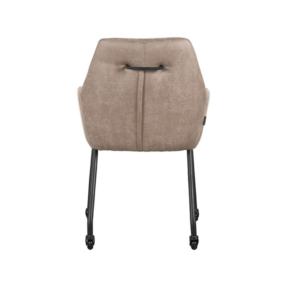 LABEL51 Eetkamerstoel Lenny - Taupe - Micro Suede - Black Frame