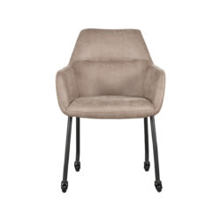LABEL51 Eetkamerstoel Lenny - Taupe - Micro Suede - Black Frame