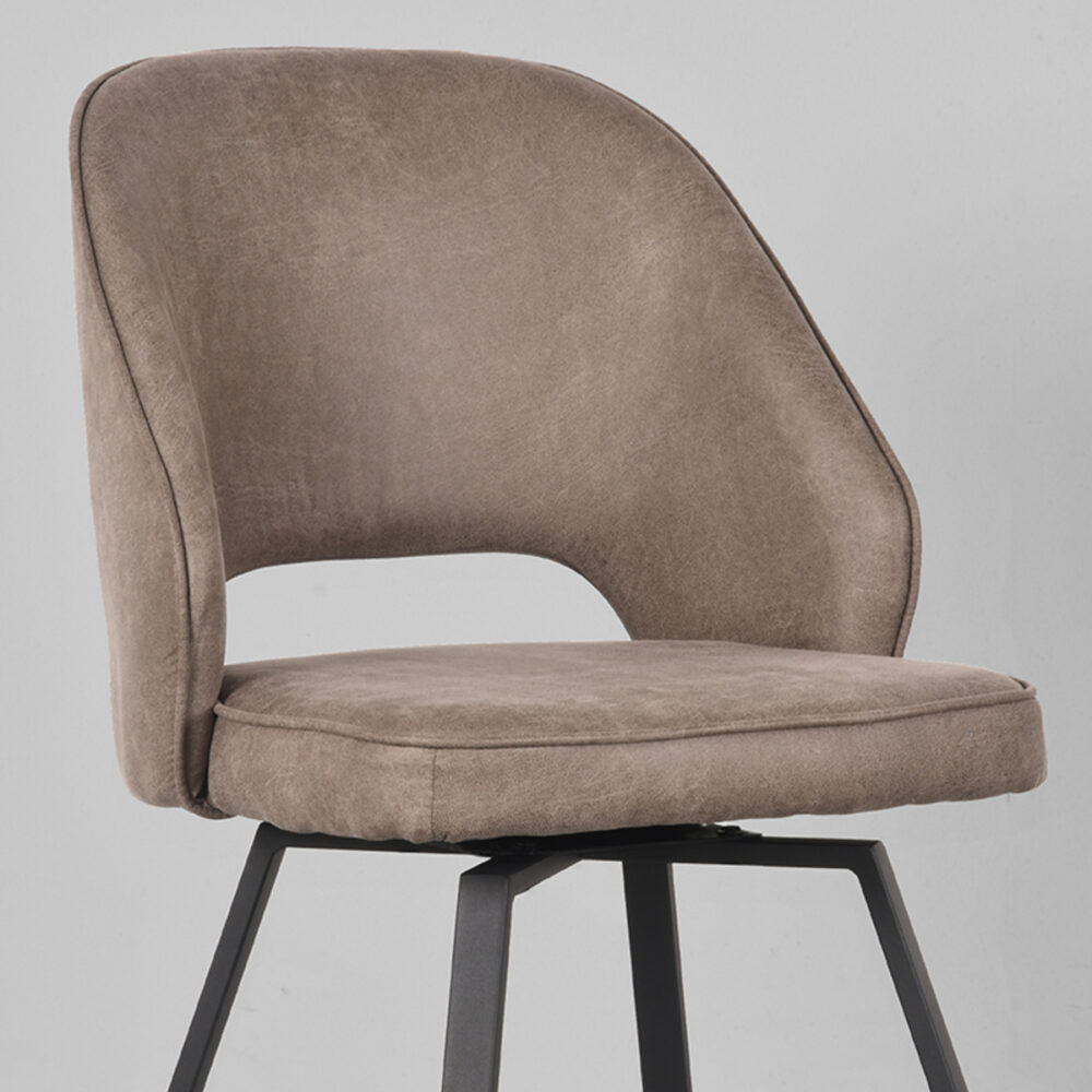 LABEL51 Eetkamerstoel Lewis - Taupe - Micro Suede - Black Frame