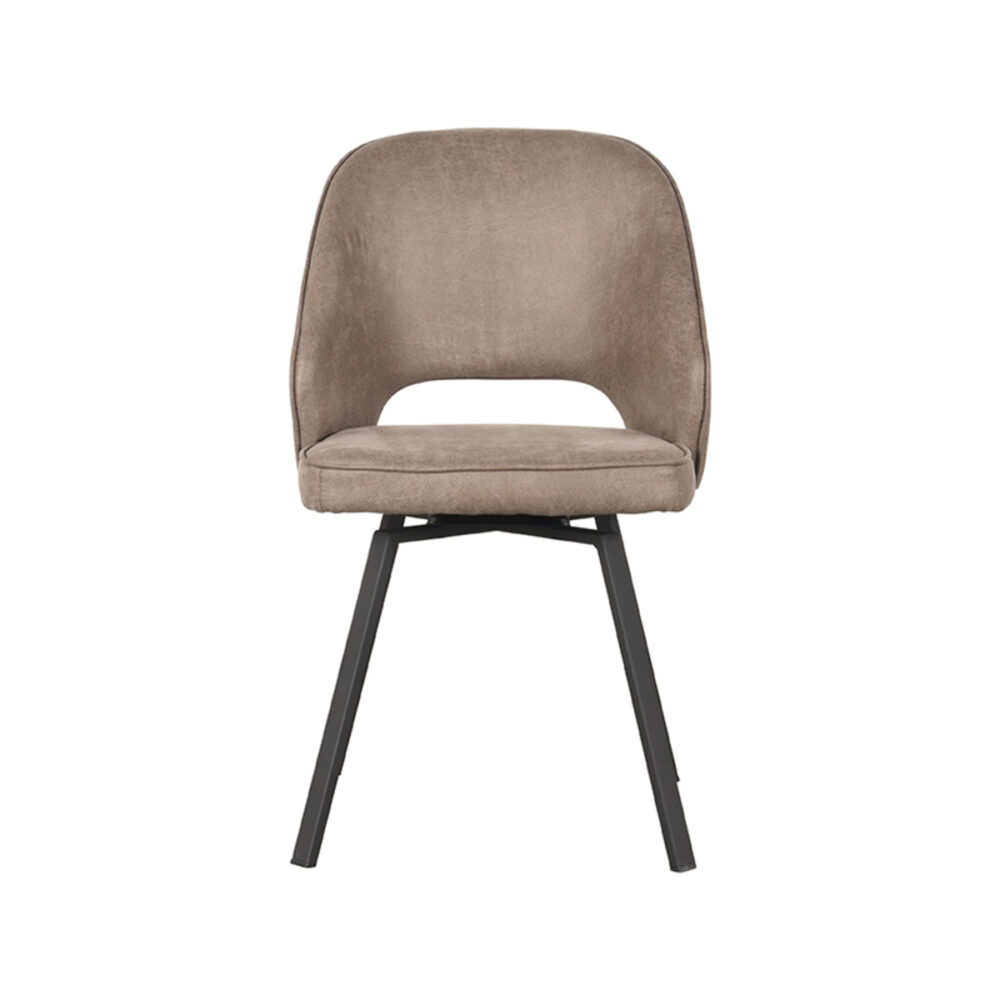 LABEL51 Eetkamerstoel Lewis - Taupe - Micro Suede - Black Frame