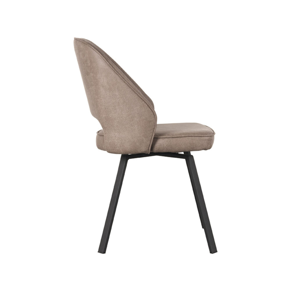LABEL51 Eetkamerstoel Lewis - Taupe - Micro Suede - Black Frame