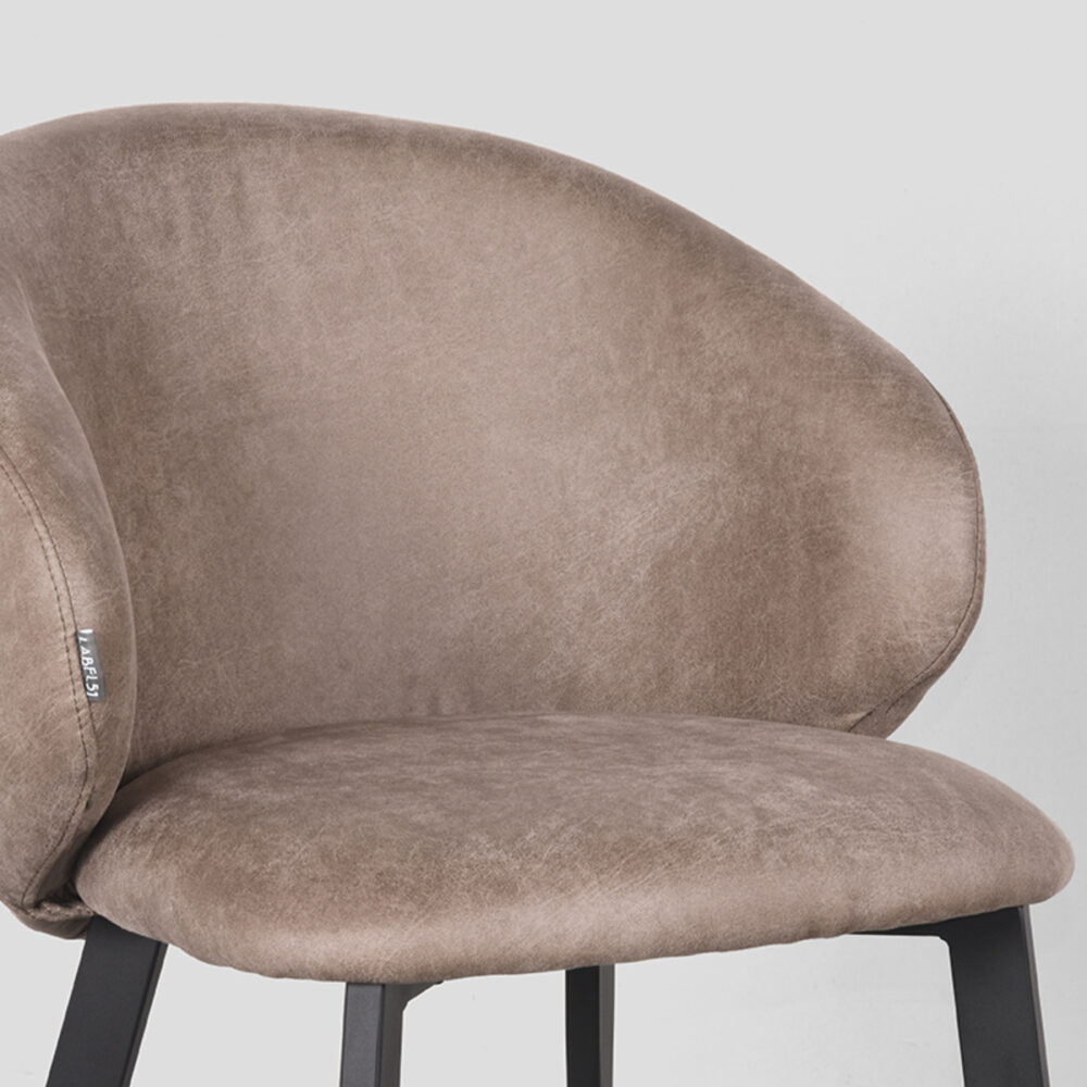 LABEL51 Eetkamerstoel Logan - Taupe - Micro Suede - Black Frame