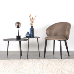 LABEL51 Eetkamerstoel Logan - Taupe - Micro Suede - Black Frame