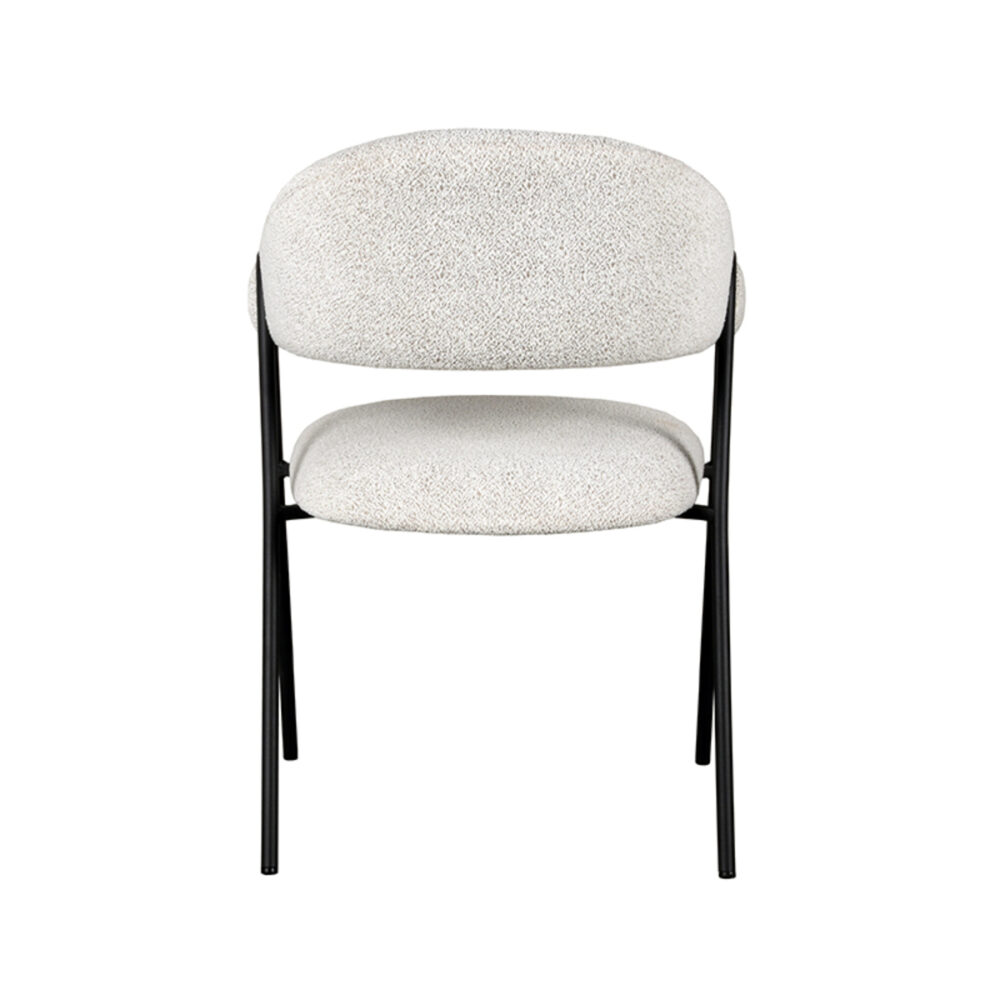 LABEL51 Eetkamerstoel Lowen - Wit - Boucle - Black Frame