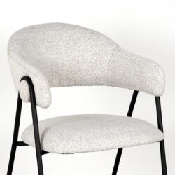 LABEL51 Eetkamerstoel Lowen - Wit - Boucle - Black Frame