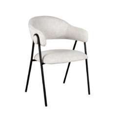 LABEL51 Eetkamerstoel Lowen - Wit - Boucle - Black Frame