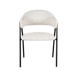 LABEL51 Eetkamerstoel Lowen - Wit - Boucle - Black Frame