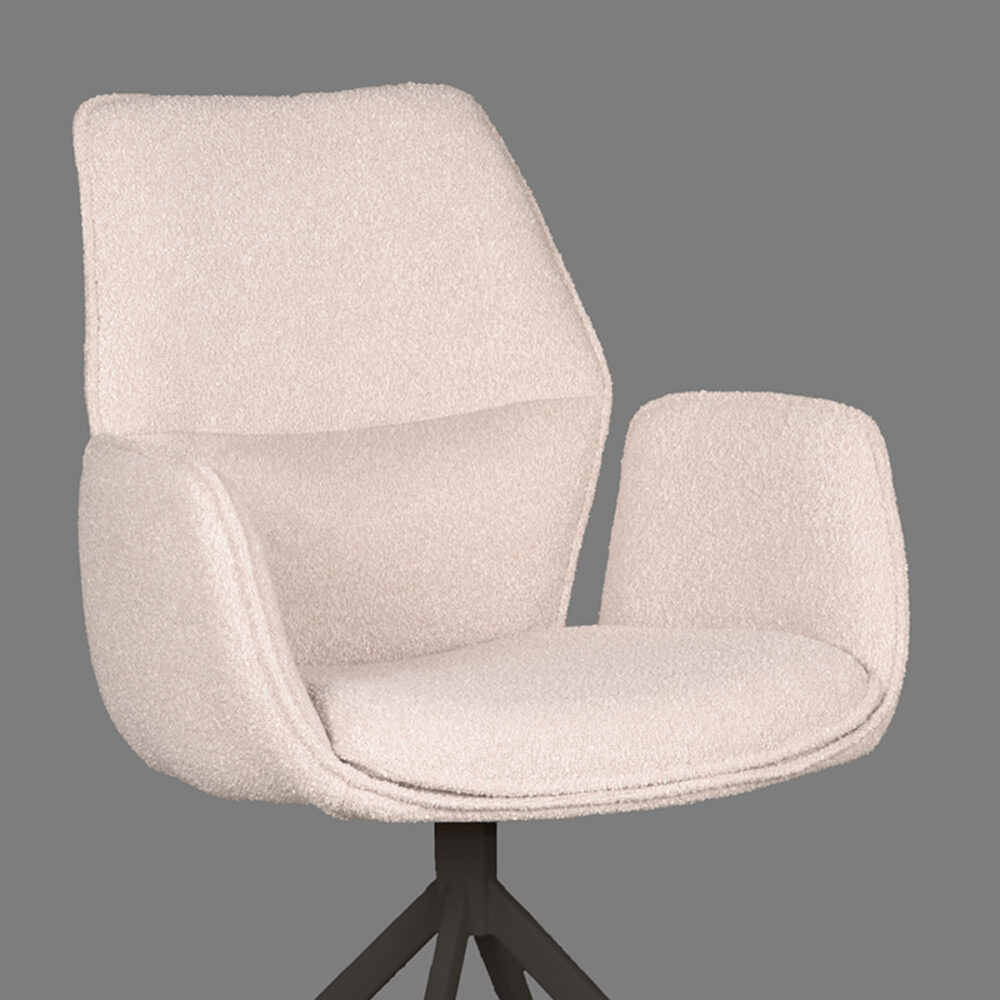 LABEL51 Eetkamerstoel Mellow - Naturel - Boucle - Black Frame