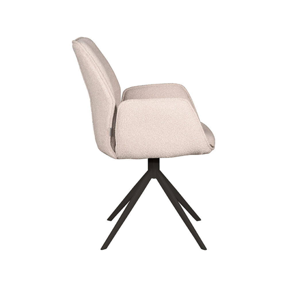 LABEL51 Eetkamerstoel Mellow - Naturel - Boucle - Black Frame