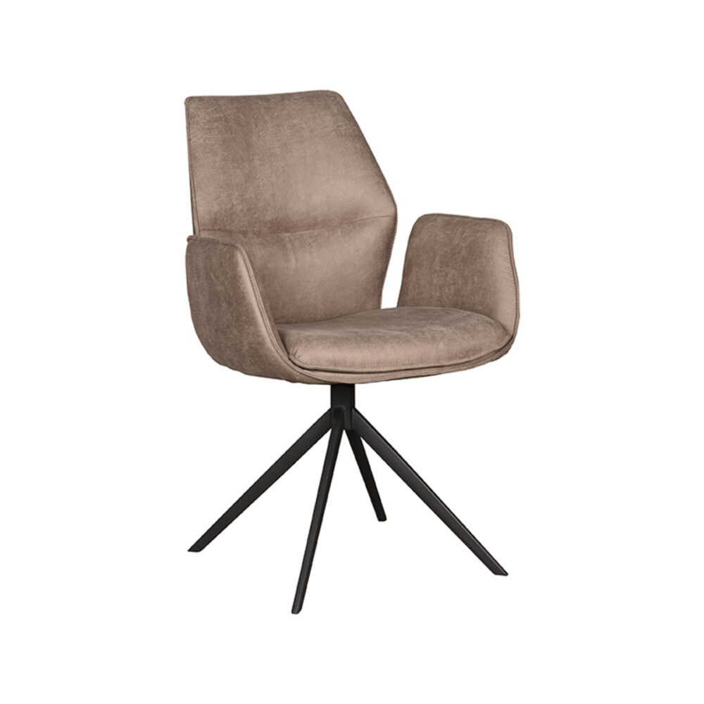 LABEL51 Eetkamerstoel Mellow - Taupe - Micro Suede - Black Frame