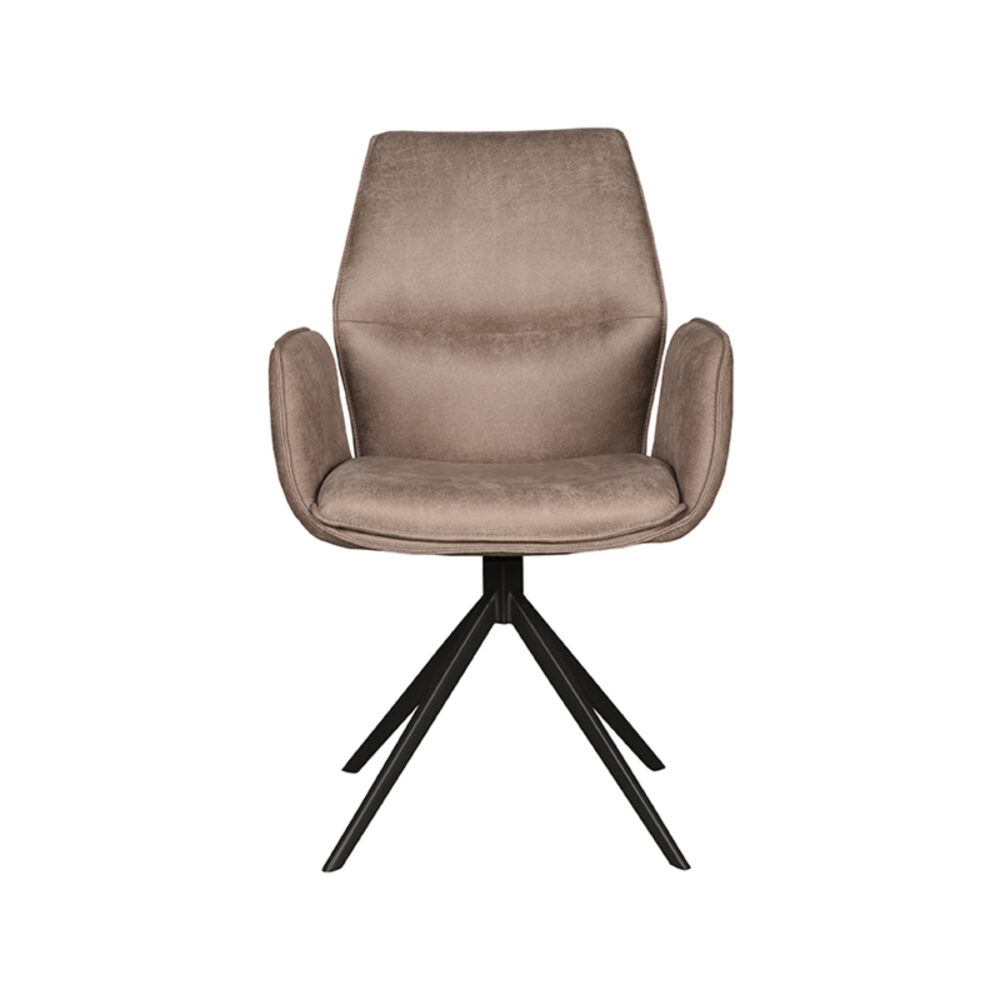 LABEL51 Eetkamerstoel Mellow - Taupe - Micro Suede - Black Frame