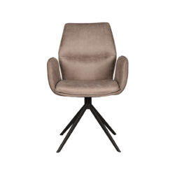 LABEL51 Eetkamerstoel Mellow - Taupe - Micro Suede - Black Frame