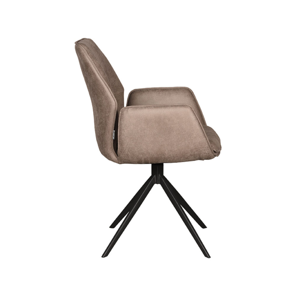 LABEL51 Eetkamerstoel Mellow - Taupe - Micro Suede - Black Frame