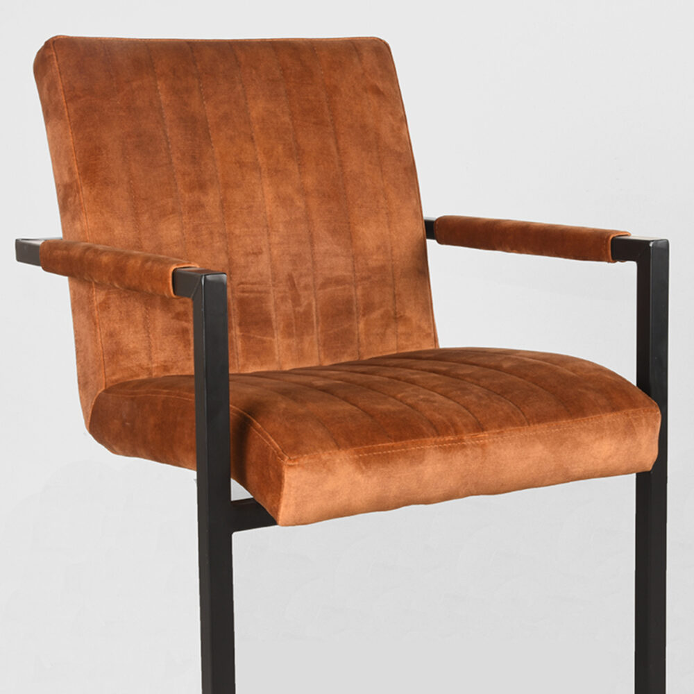 LABEL51 Eetkamerstoel Milo - Oker - Velours - Black Frame