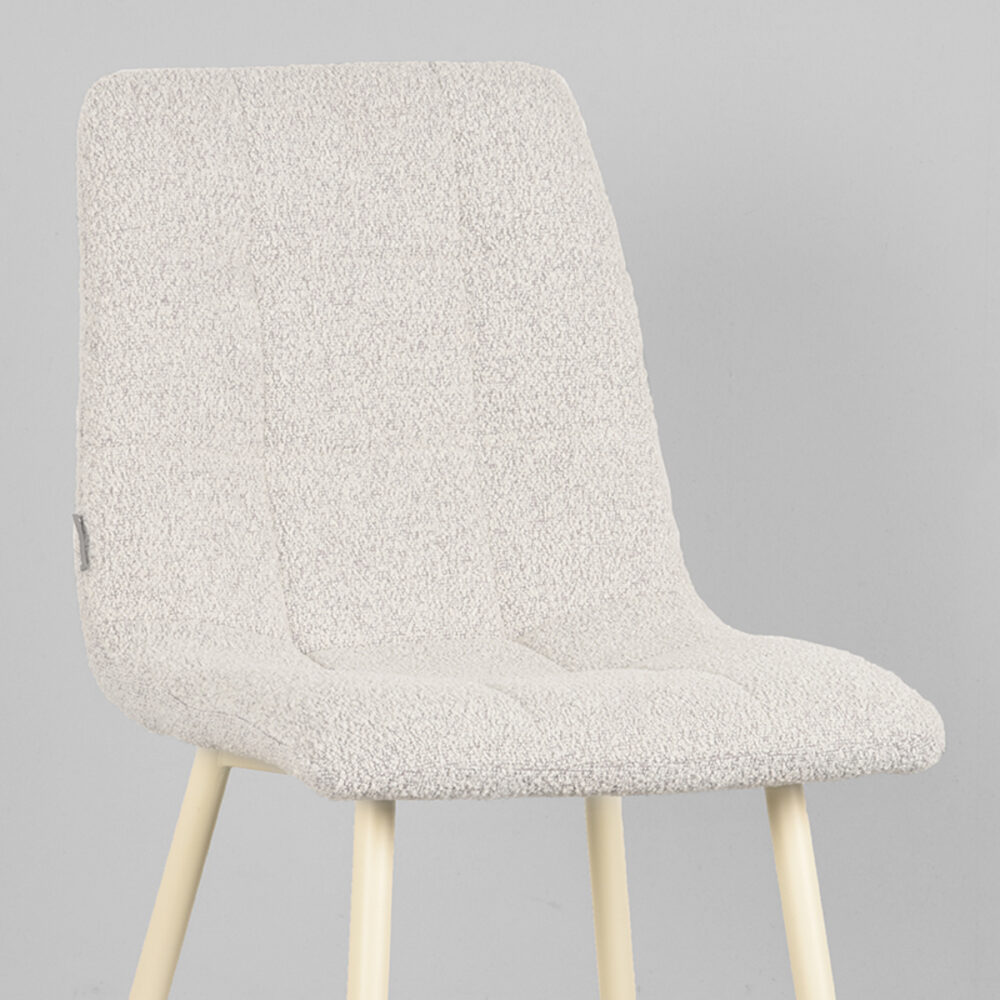 LABEL51 Eetkamerstoel Nino - Wit - Boucle - Shaded White Frame