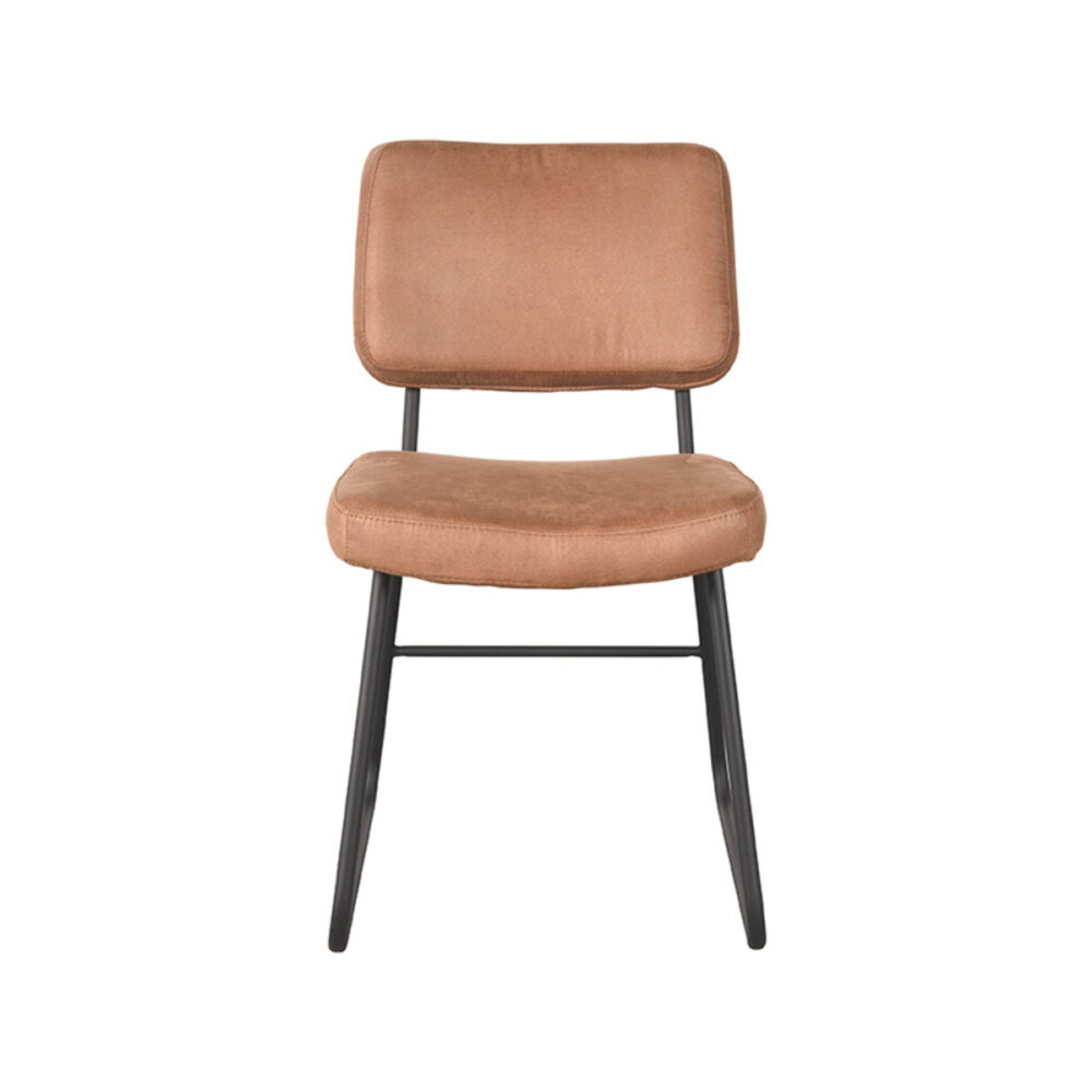LABEL51 Eetkamerstoel Noah - Cognac - Micro Suede - Black Frame