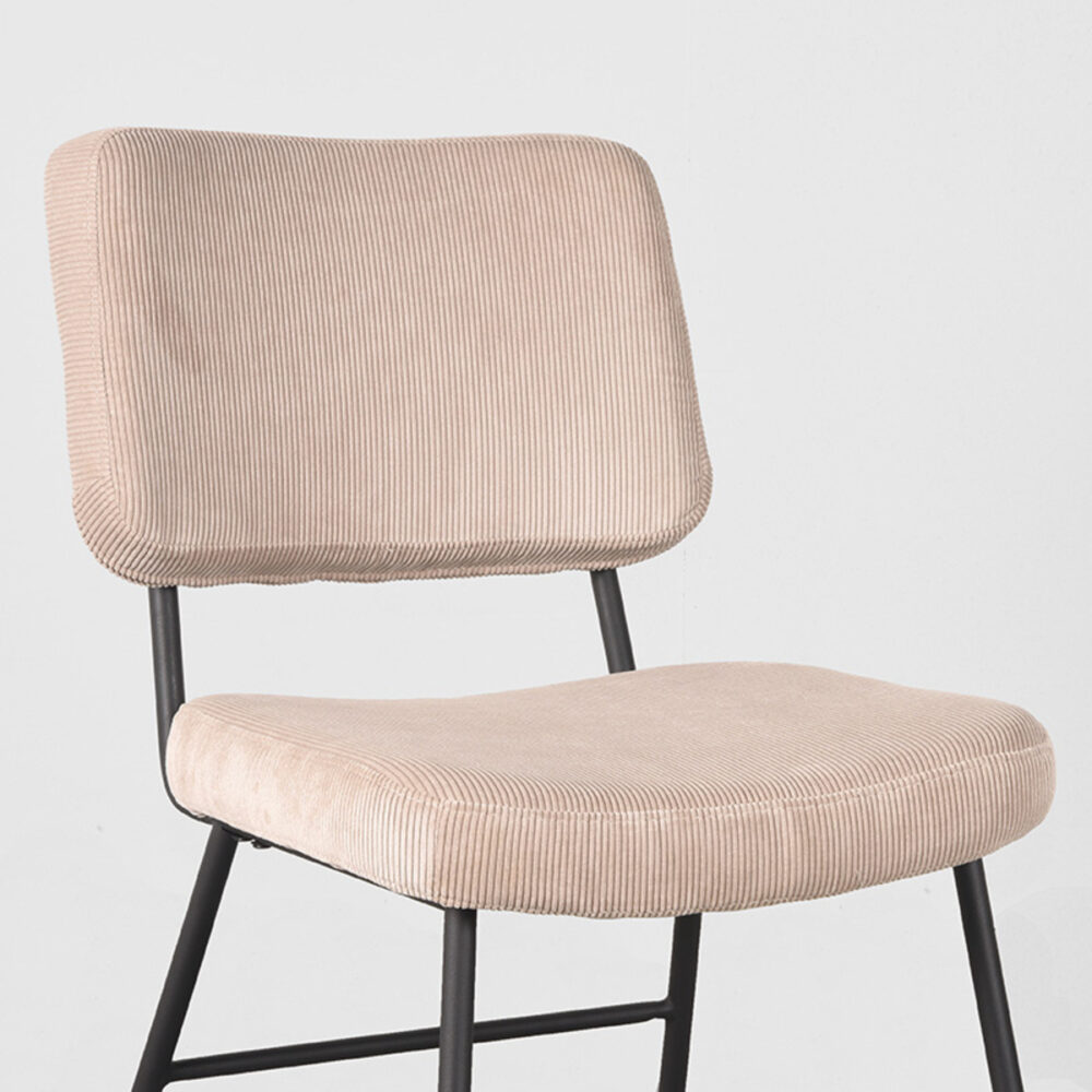 LABEL51 Eetkamerstoel Noah - Naturel - Ribcord - Black Frame