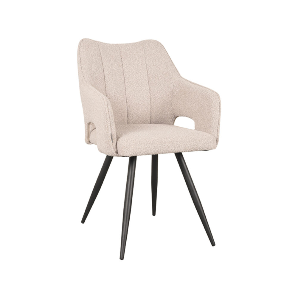 LABEL51 Eetkamerstoel Noud - Naturel - Boucle - Black Frame