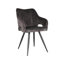 LABEL51 Eetkamerstoel Noud - Antraciet - Velours - Black Frame
