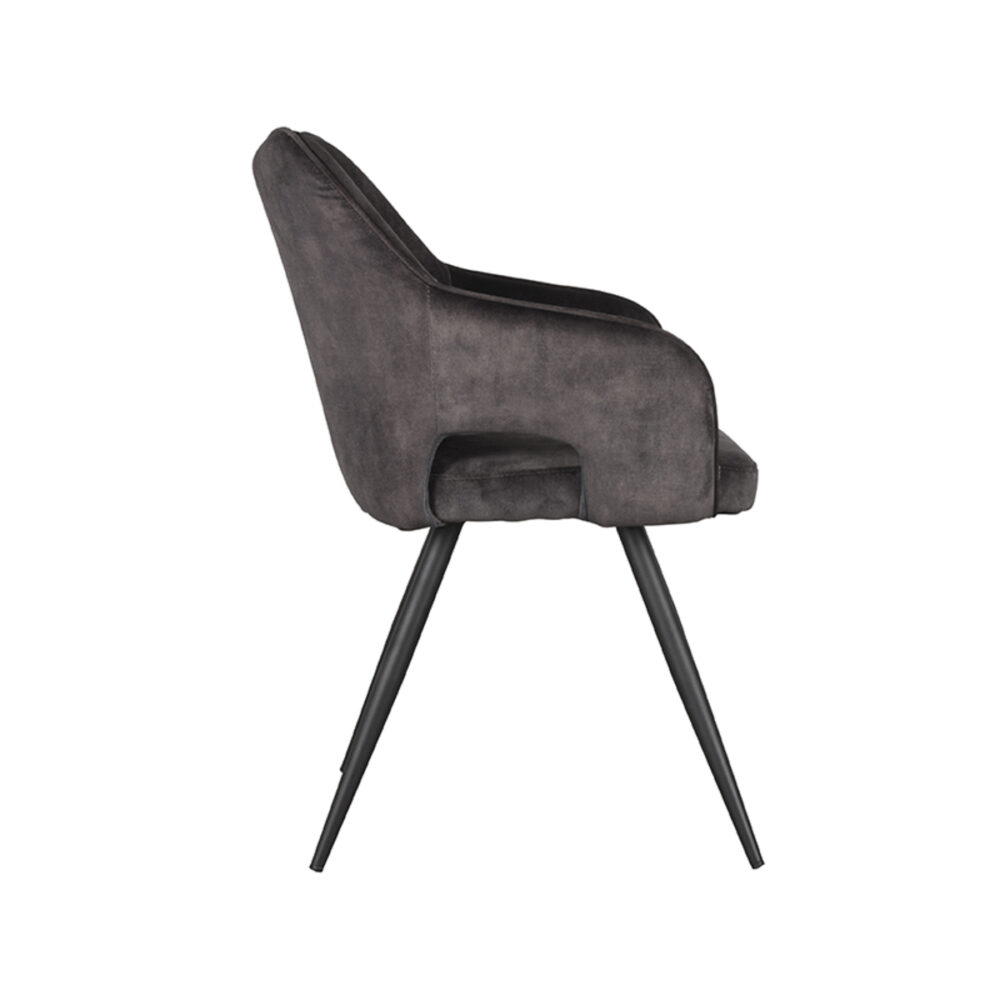 LABEL51 Eetkamerstoel Noud - Antraciet - Velours - Black Frame