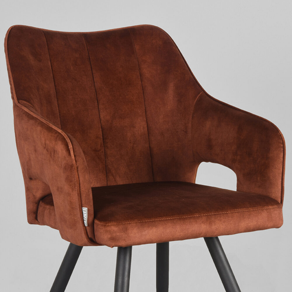 LABEL51 Eetkamerstoel Noud - Rust - Velours - Black Frame