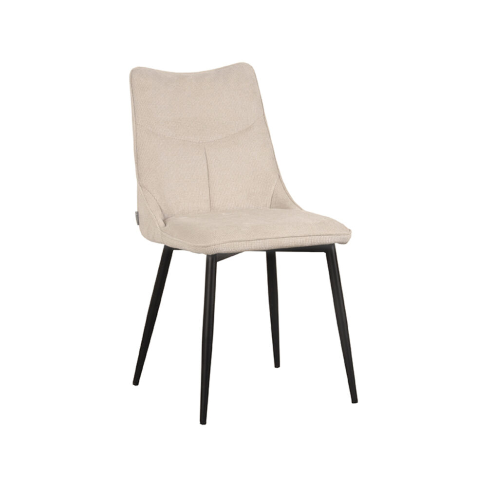 LABEL51 Eetkamerstoel Riv - Naturel - Stof - Black Frame