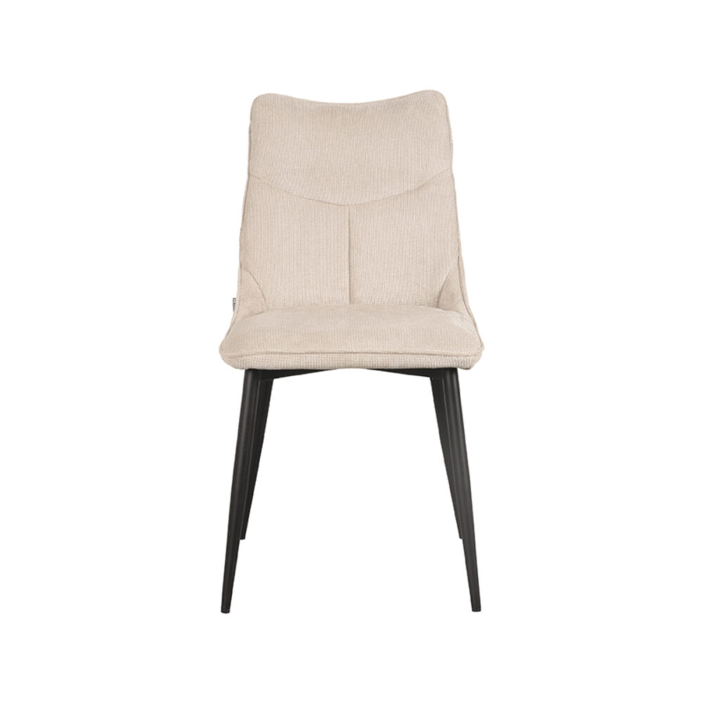 LABEL51 Eetkamerstoel Riv - Naturel - Stof - Black Frame