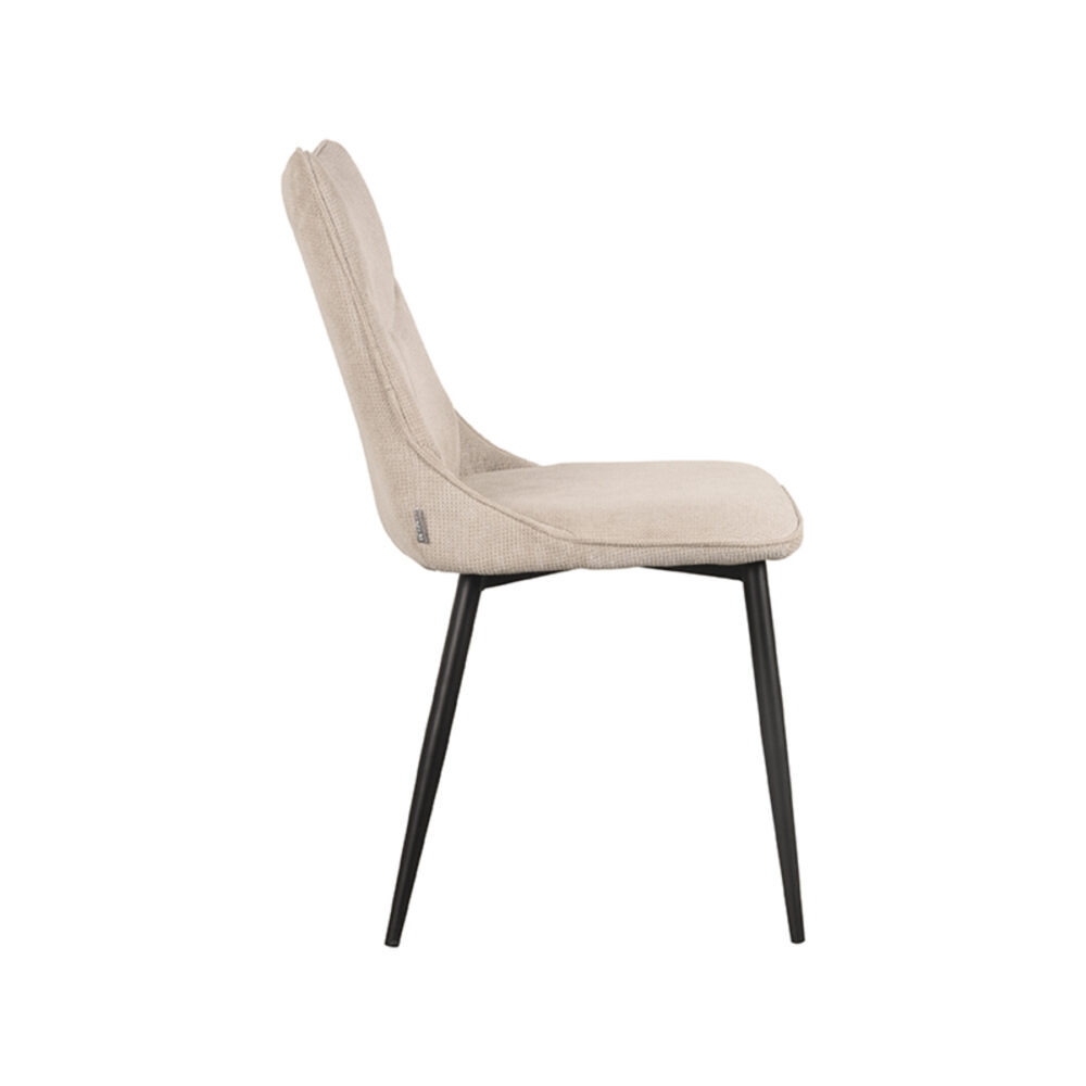 LABEL51 Eetkamerstoel Riv - Naturel - Stof - Black Frame