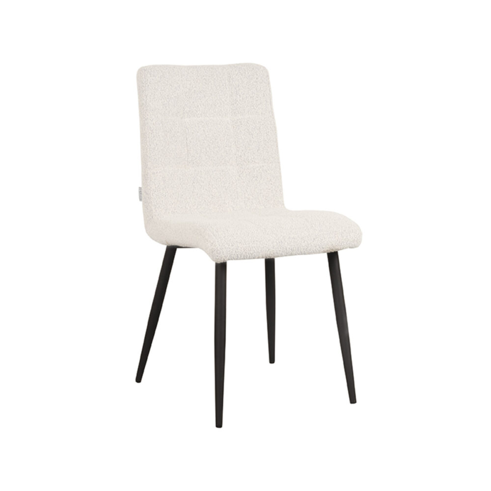 LABEL51 Eetkamerstoel Sam - Wit - Boucle - Black Frame
