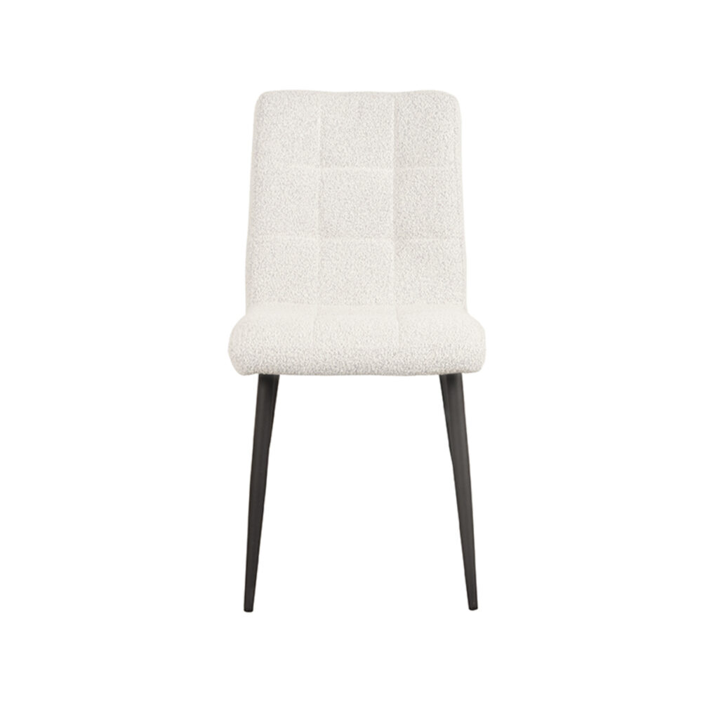 LABEL51 Eetkamerstoel Sam - Wit - Boucle - Black Frame