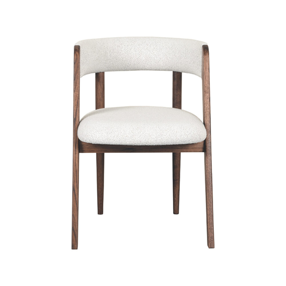 LABEL51 Eetkamerstoel Sasha - Wit - Boucle - Walnut Oak Frame